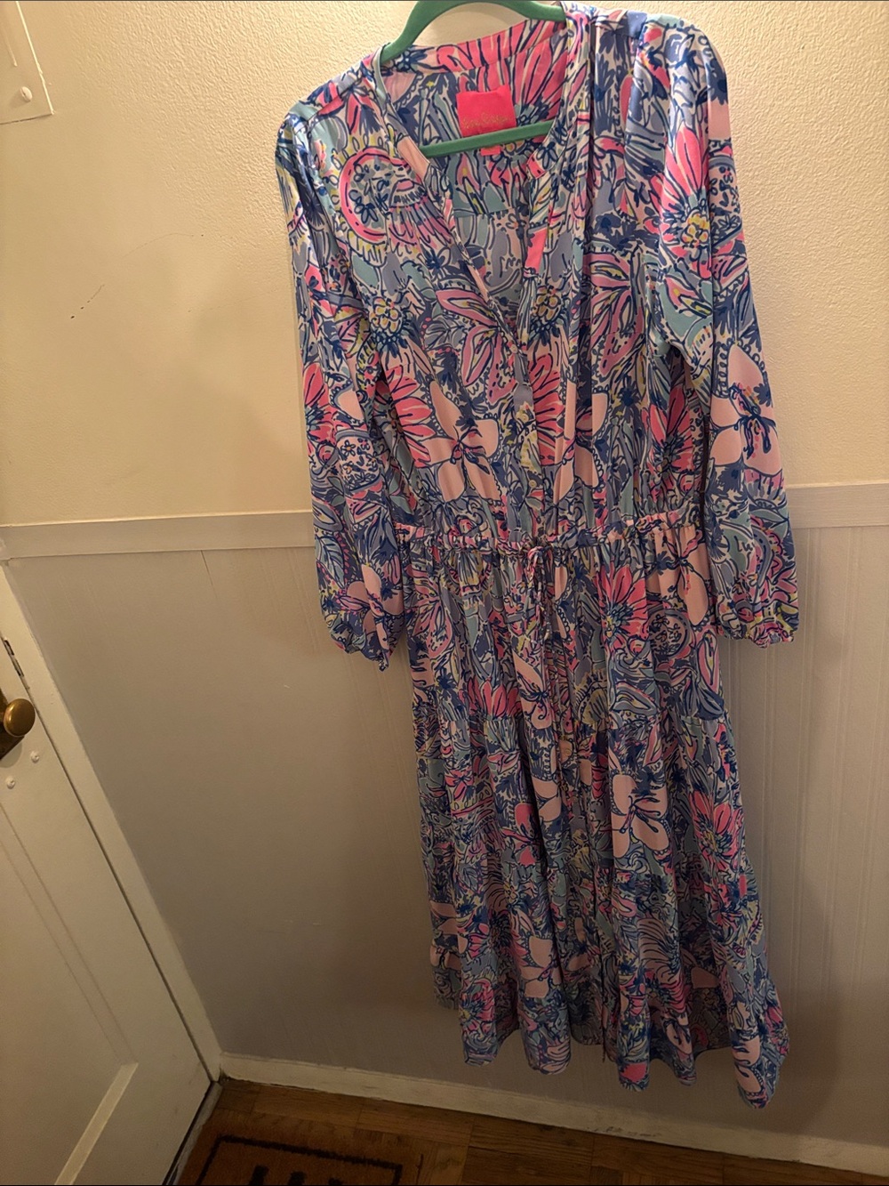 Lilly Pulitzer Pink & Blue Floral Tiered Maxi Dress
